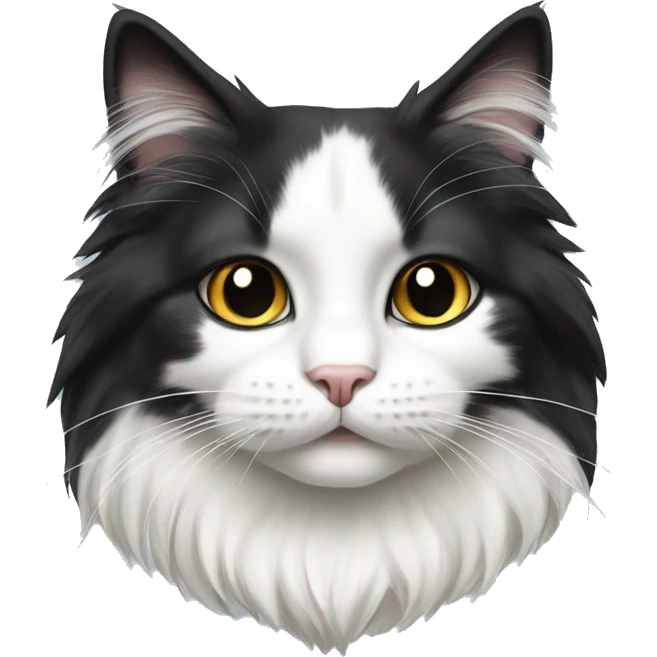 black-and-white cat domestic long-haired emoji