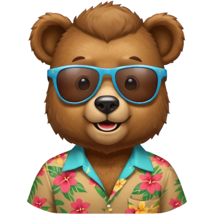 bear with aloha shirt wearing sunglasses emoji