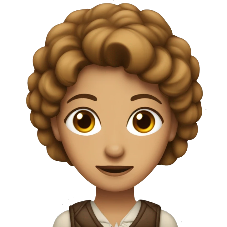 Mujer castaña pelo lacio de ojos marrones emoji