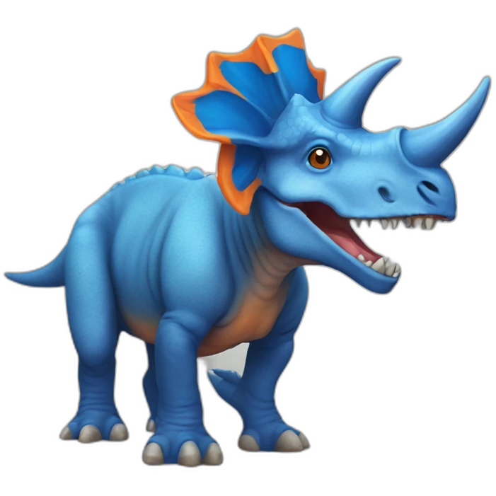 Blue triceratops with orange horns emoji