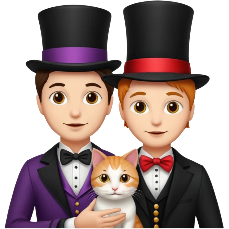 magician couple and their pet cat emoji