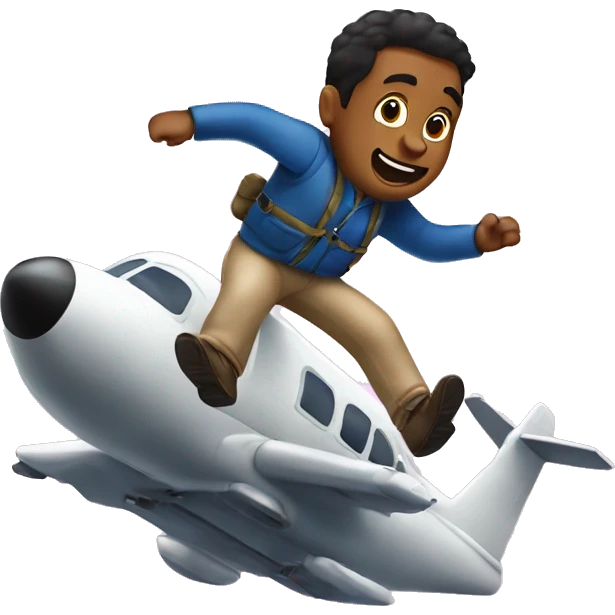 Man jumping out of a plane with no parachute emoji