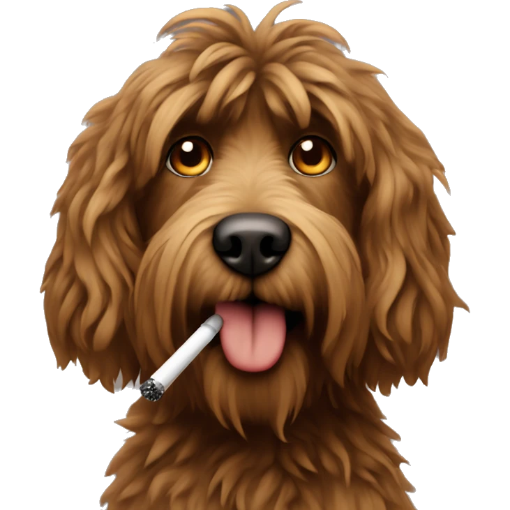 Brown shaggy dog smoking a vape emoji