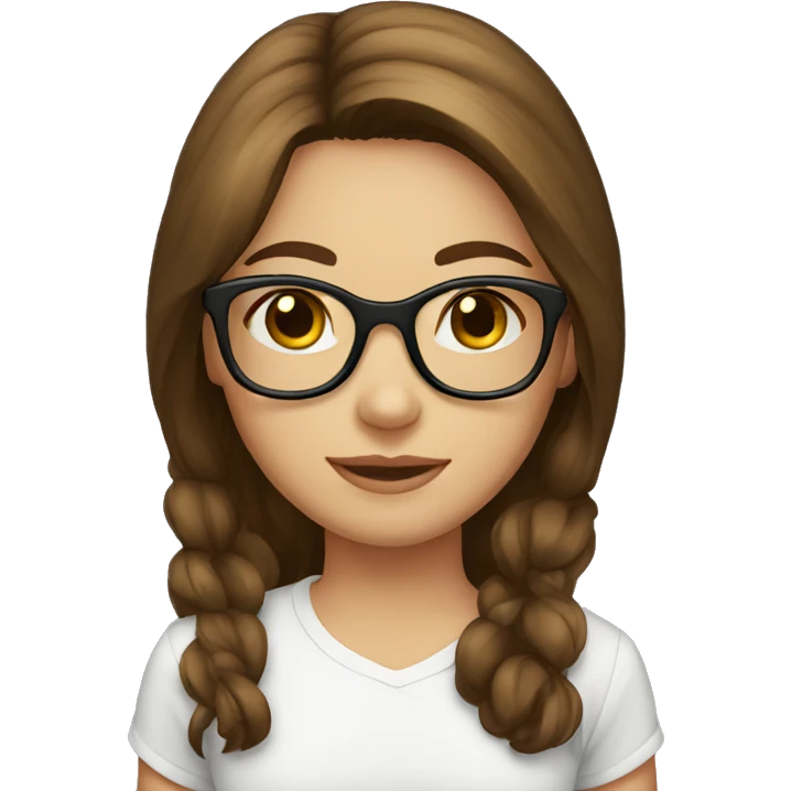 Girl brown hair hazel eyes fun glasses emoji