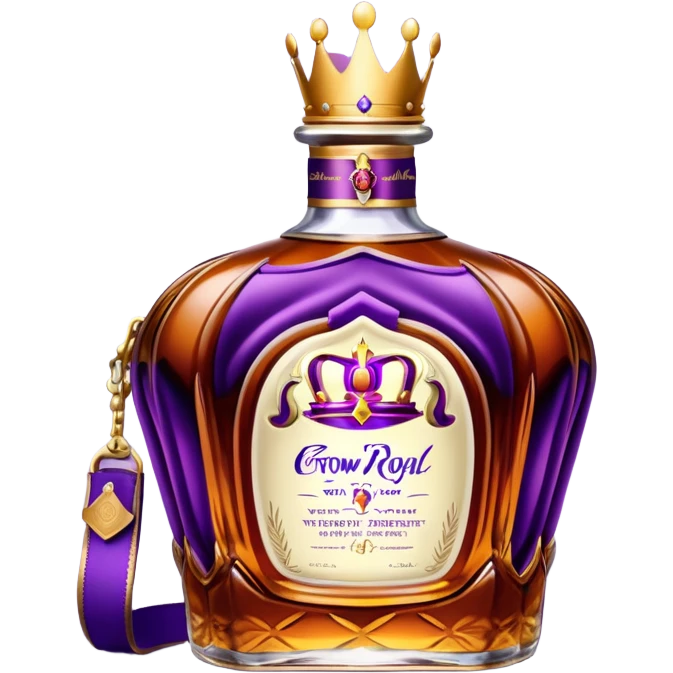 Crown Royal whisky bottle with purple bag emoji