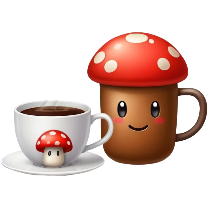 mushroom in coffee with a basketball next to cup  emoji