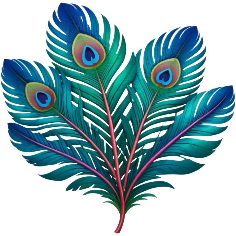 Futuristic, bold, colorful, highly detailed, isolated 3D render, lush full unrealistic Peacock Begonia feather emoji