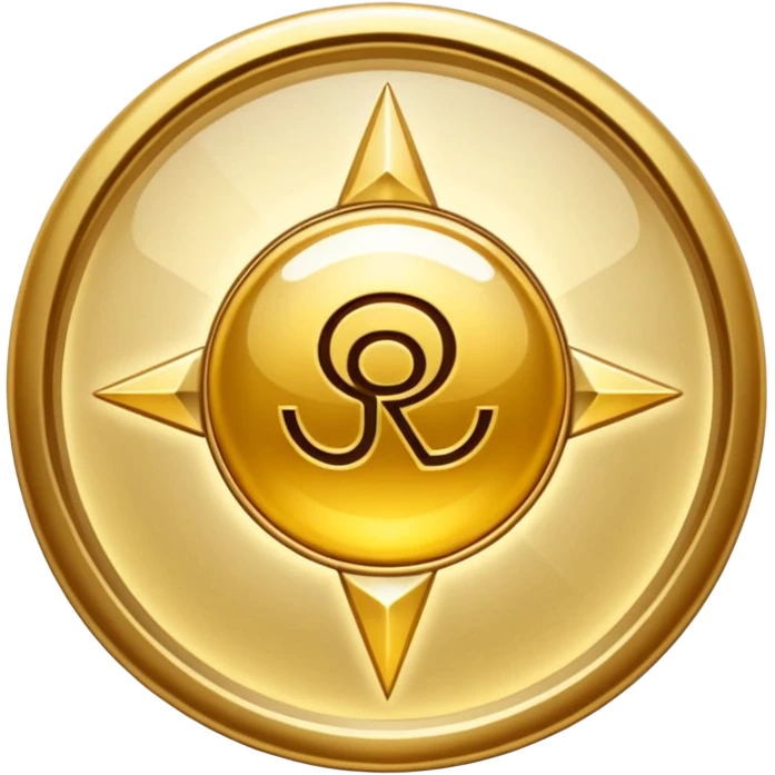 Una etiqueta de producto dorada en forma de sello con las iniciales 'RA', rodeada por una luz brillante. Fondo crema. Estilo: lujo minimalista, fotorrealista. emoji