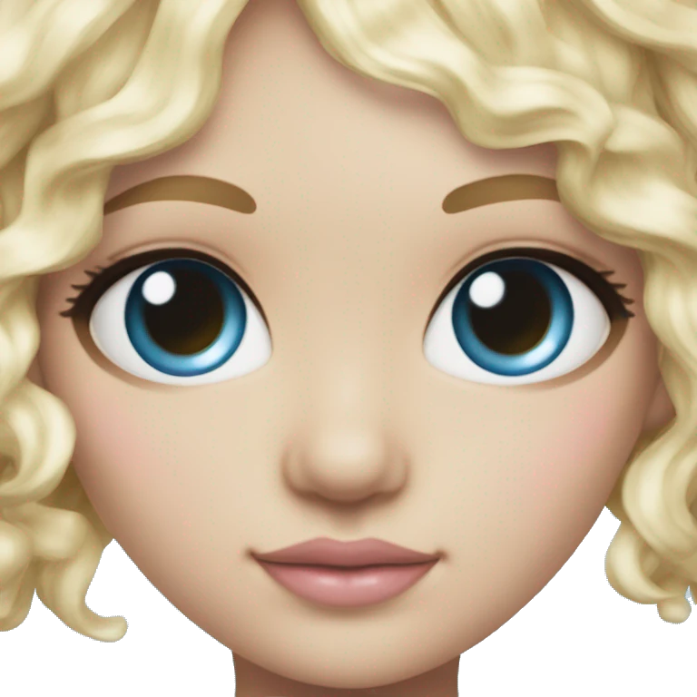 ocean blue doll eyes, blonde hair, feminine, pink, girl, angelic emoji