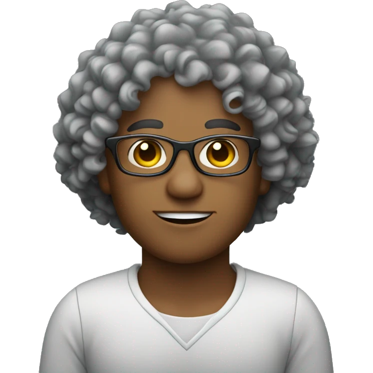 Person witn curly hair and glasses emoji