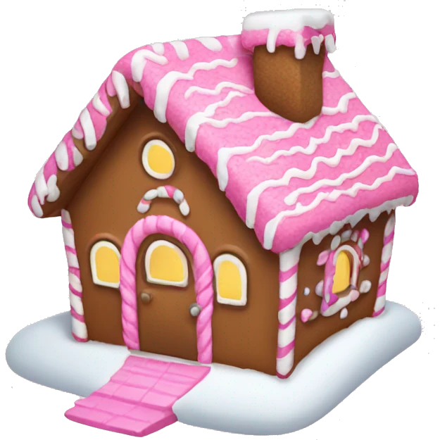 A pink gingerbread house emoji