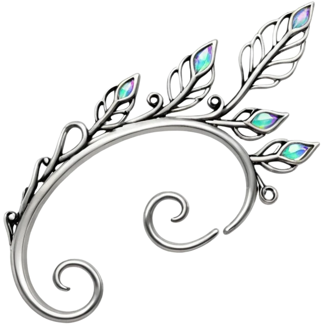 Elvish fae shiny sparkly iridescent translucent diaphanous ear climber ear cuff emoji