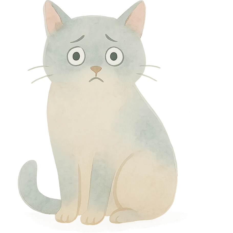 nervous cat in watercolor art style emoji