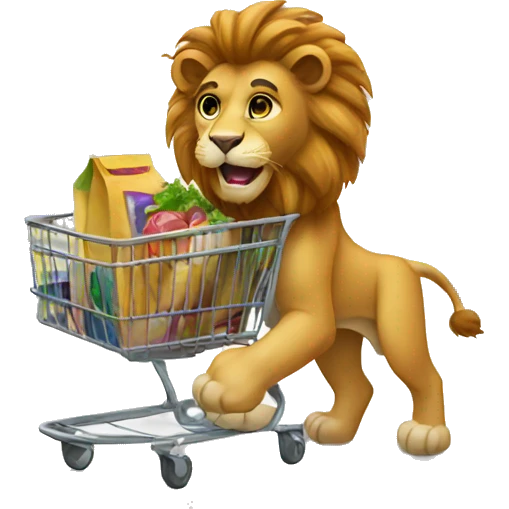 a Lion doing shopping emoji