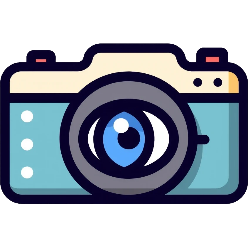 camera with an eye in the middle of the lens emoji