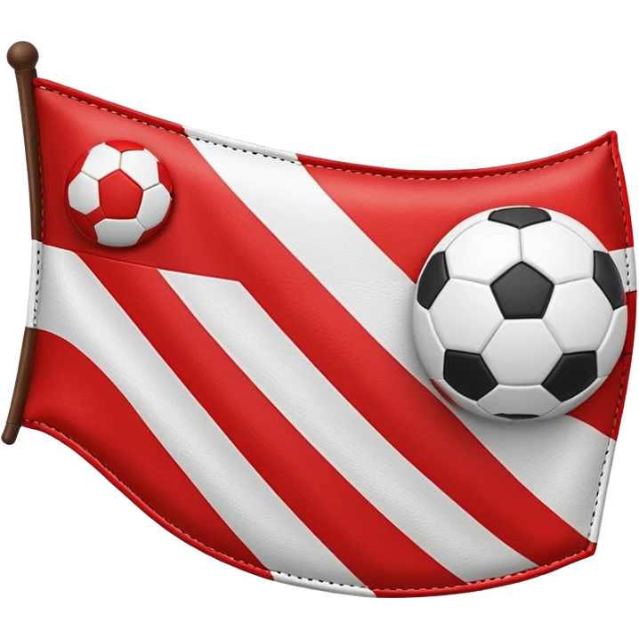 Horizontal stripes flage whit read and a football emoji
