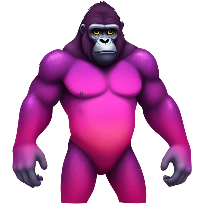 Hot pink ombre full body gorilla with glitter emoji