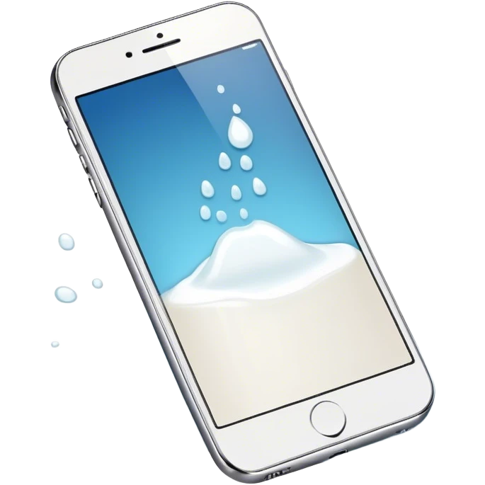 a blank phone with some white liquid spilt on it emoji