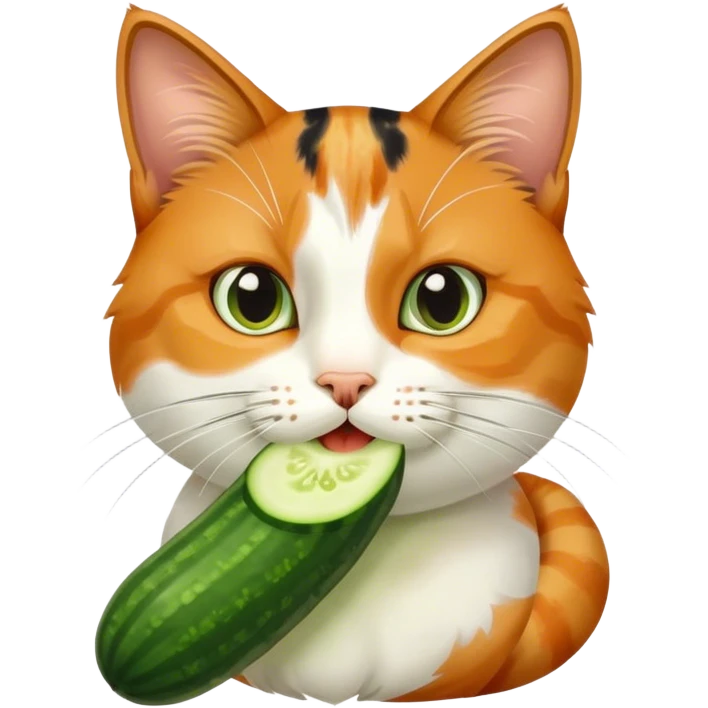 Make a cat and a with 🥒in the mouth  emoji