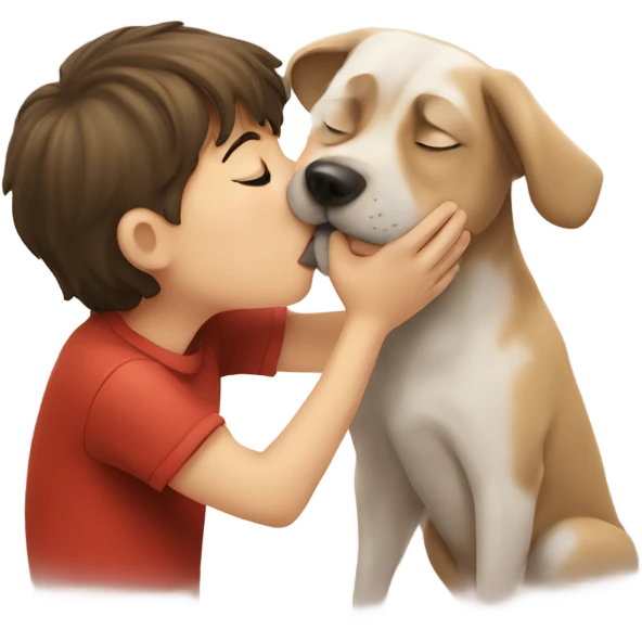 dog kissing boy emoji
