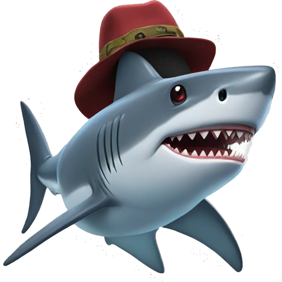 Shark with a top suck my balls hat emoji