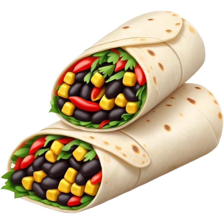 Black bean corn cilantro red pepper wrap emoji