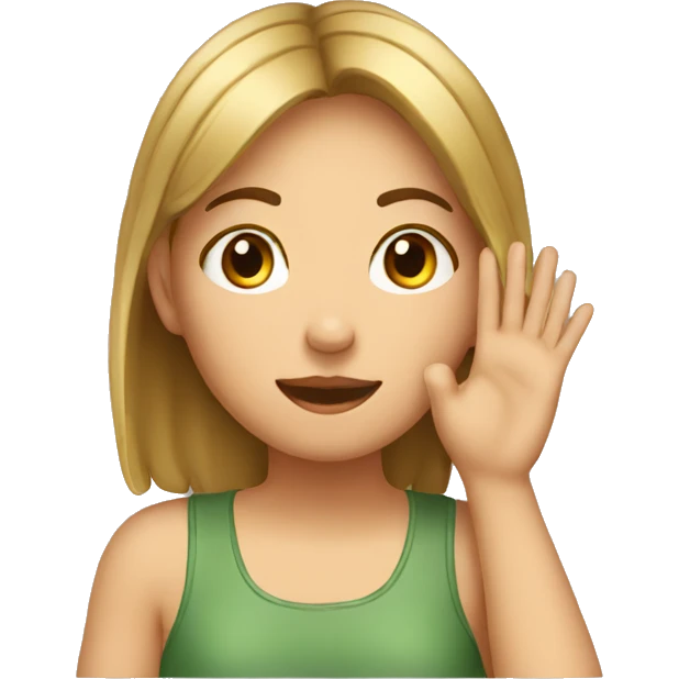 Girl cupping her ear with her hand emoji