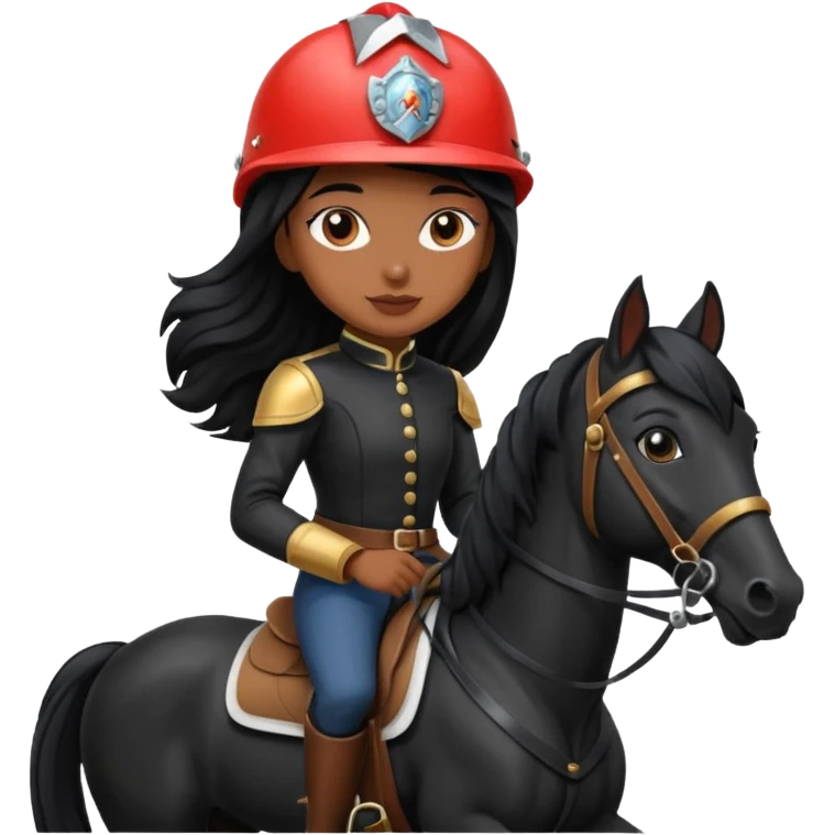 Brown girl on black horse  emoji