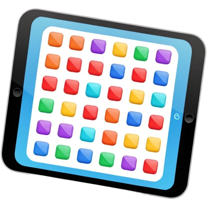 tablet with rounded corners, on the screen an online course emoji