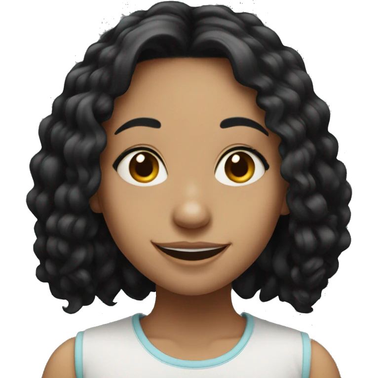 Girl with black hair with nose piercing smiling emoji