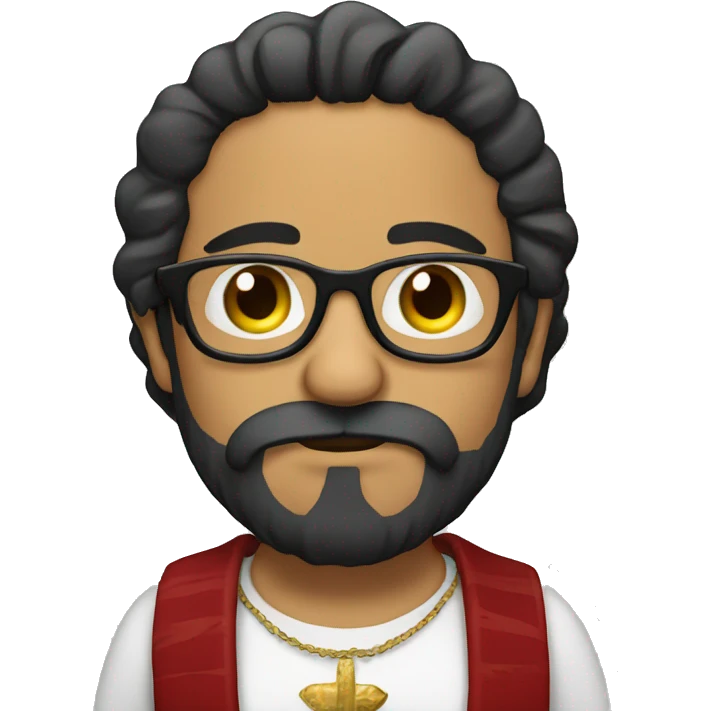 Mexican man with beard and glasses and cross necklace picking his nose emoji