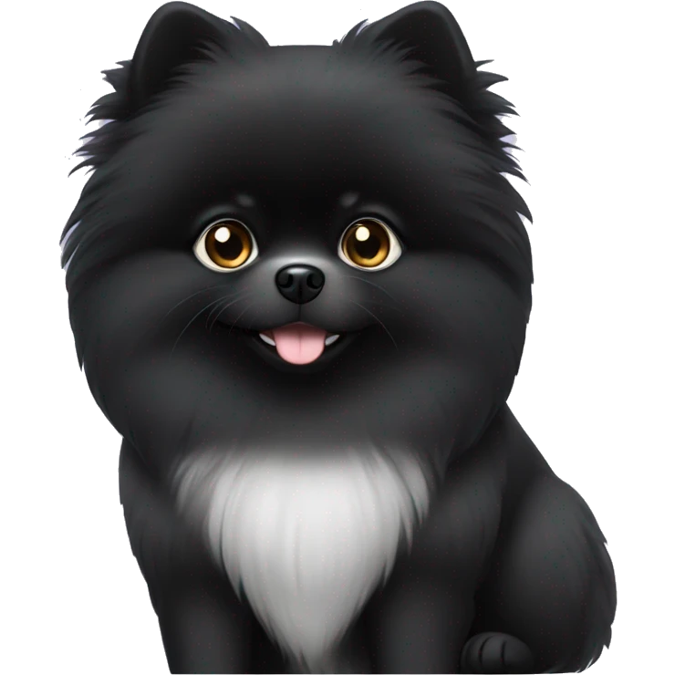 A black pomeranian with a white breast and white eyebrows emoji