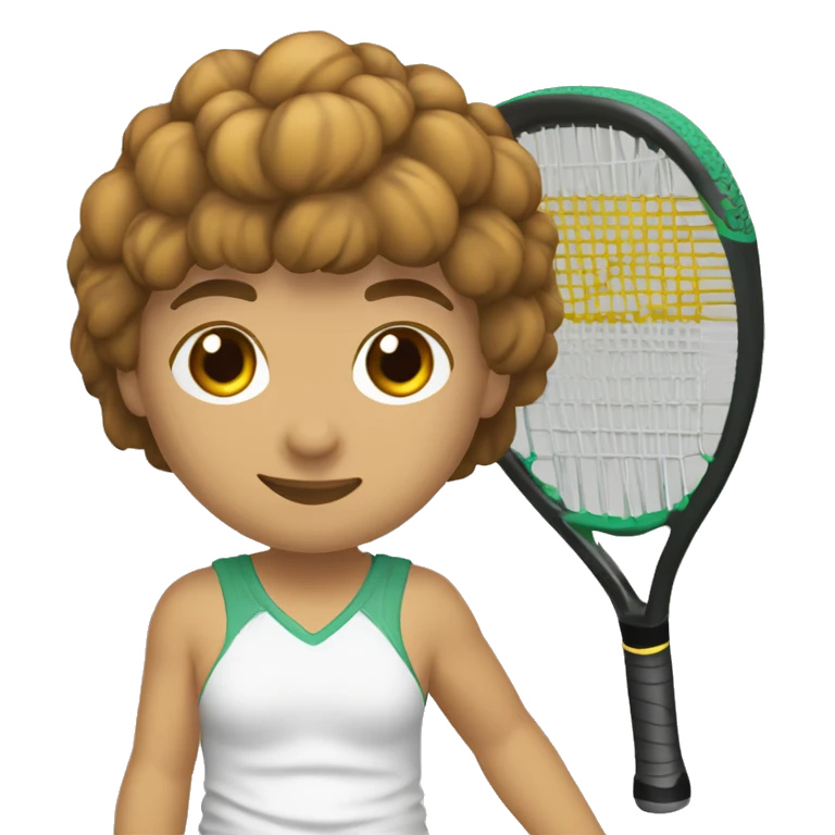 jugadora de padel pelo castaño recojido y ojos marrones con raqueta emoji