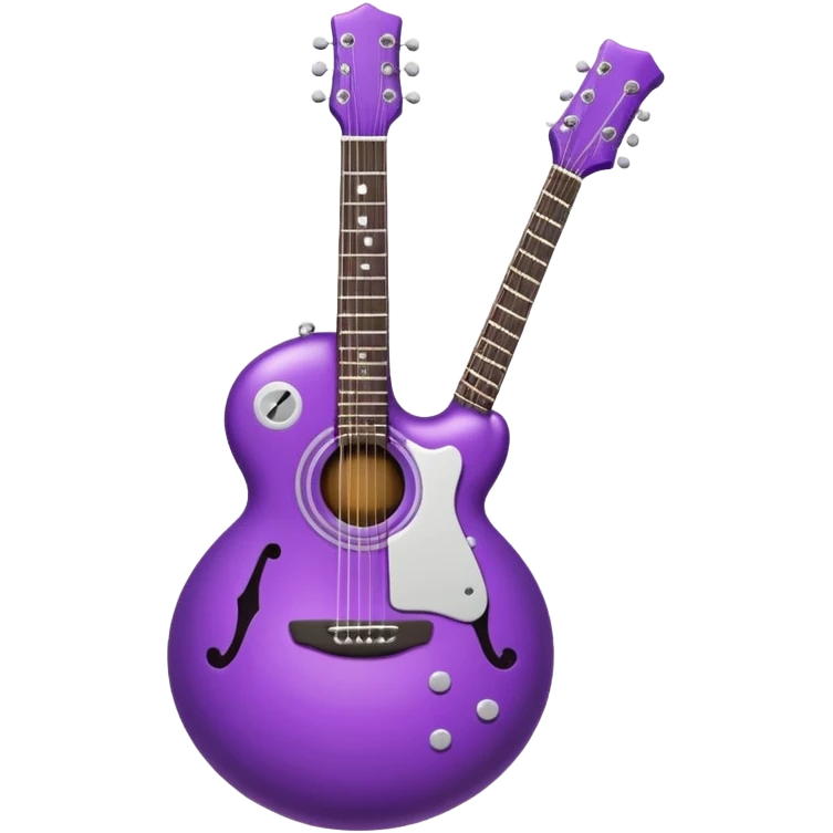 a purple Christmas ornament with a guitar emoji