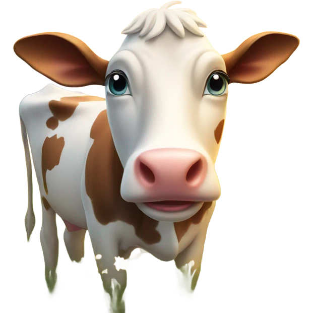 Smiling cow in a sunrise field emoji
