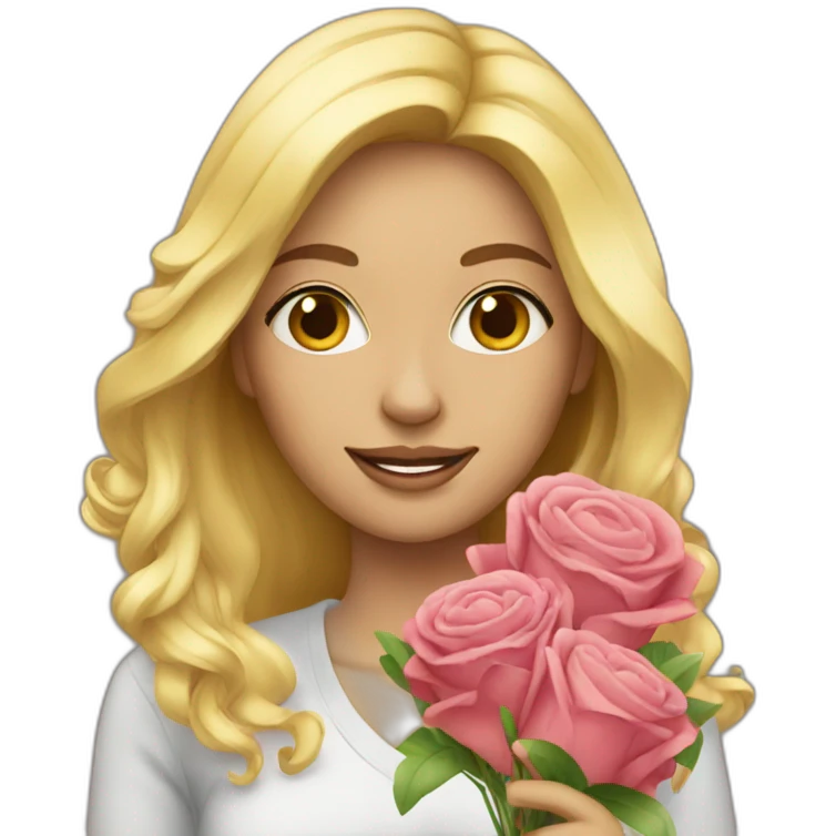 Blonde women gift Flowers  emoji