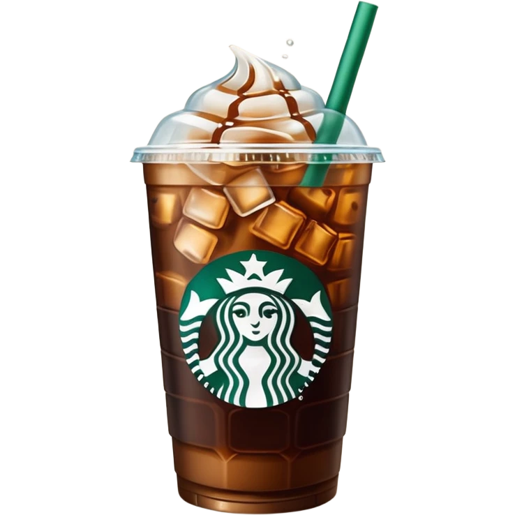 Starbuck ice coffee with ice cubes emoji