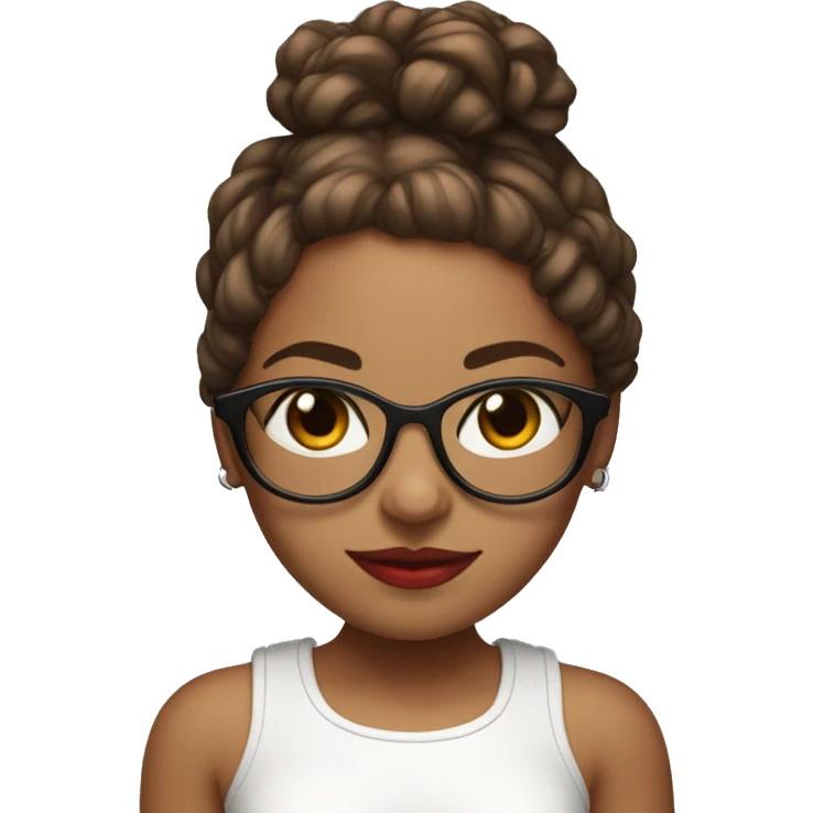 Girl with Red highlights, clear glasses, white croptop, Puerto Rican emoji