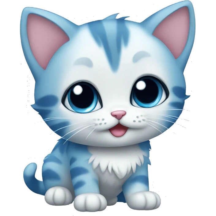 blue cute kawaii kitten emoji