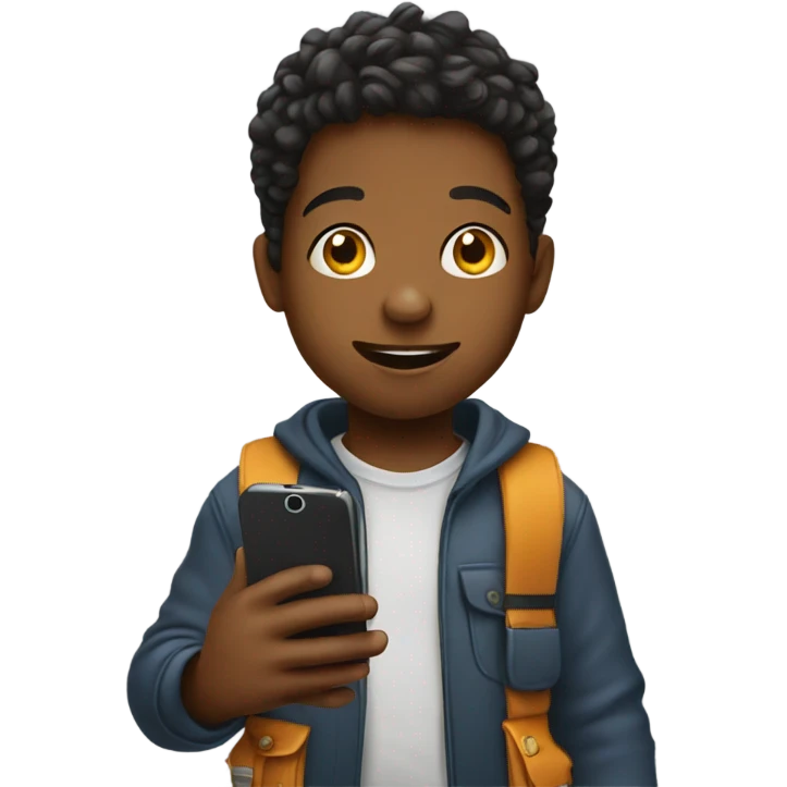 Kid with phone emoji