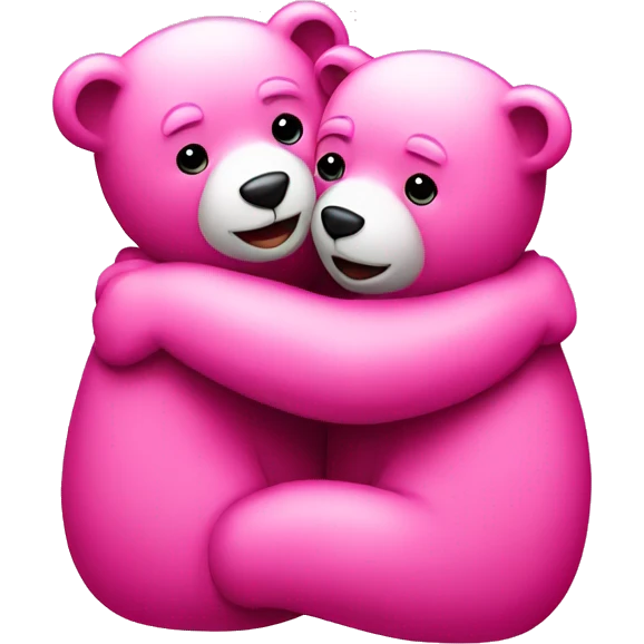 Pink bears hugging emoji