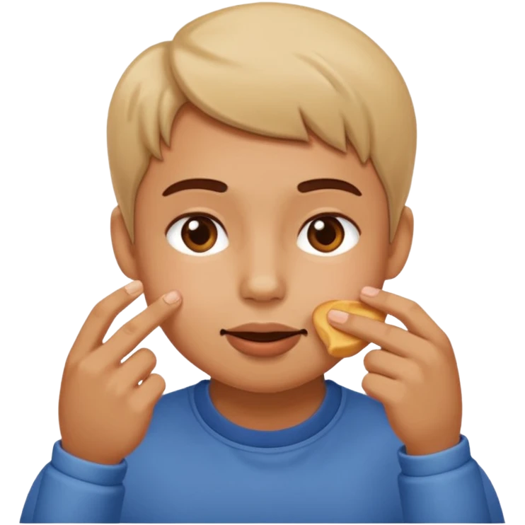 It's like push your cheeks gently pressed by fingers while you're eating. emoji