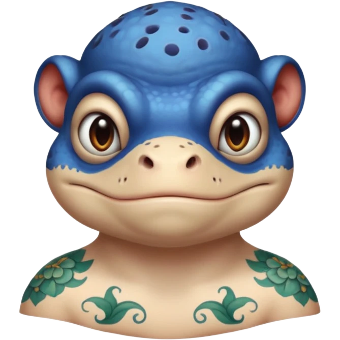 bufo with a neck tattoo of 32.60 emoji
