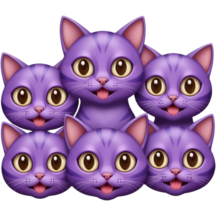 A bunch of purple cats with huge eyes smelly lines and their massive brown tongues out emoji