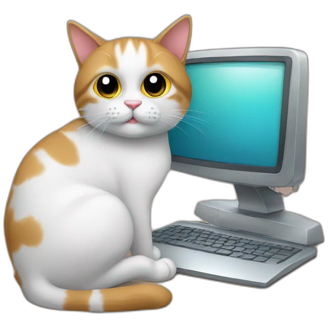 cat with computer emoji