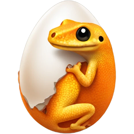 Orange gecko emerges from egg emoji