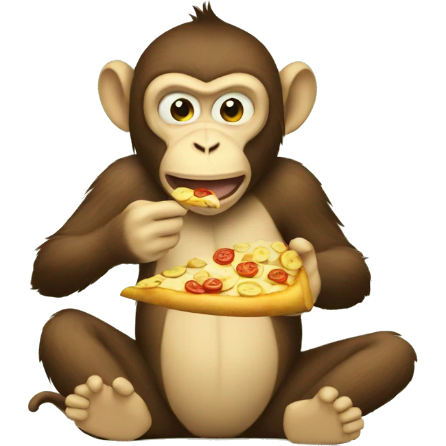 Monkey eating banana pizza throwing  emoji