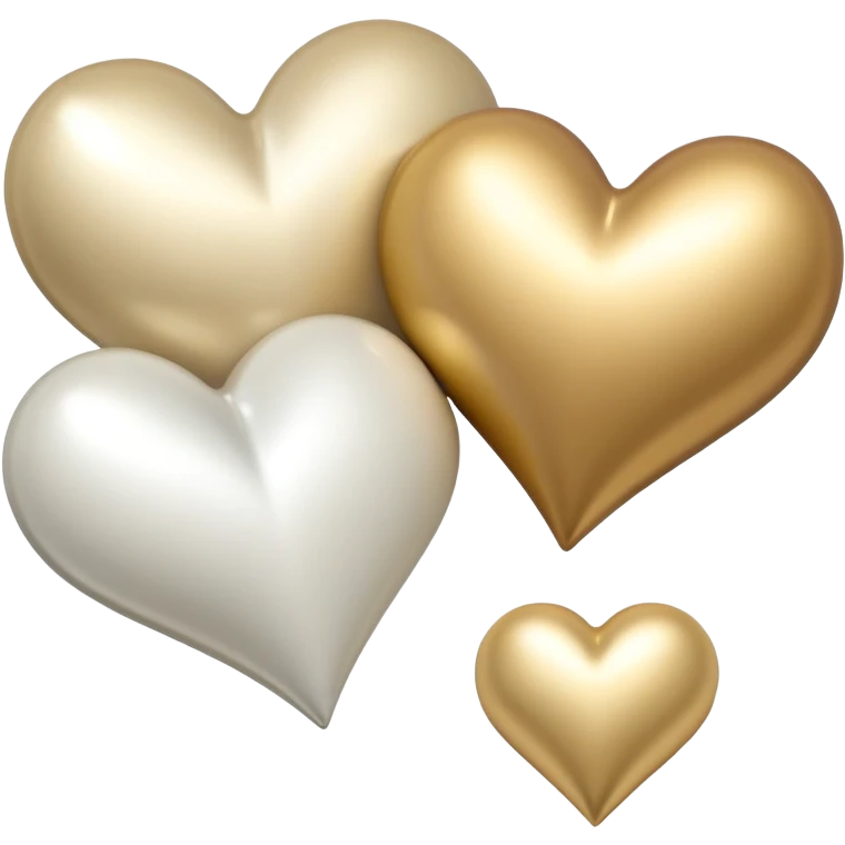 Two White heart  and beige gold heart emoji