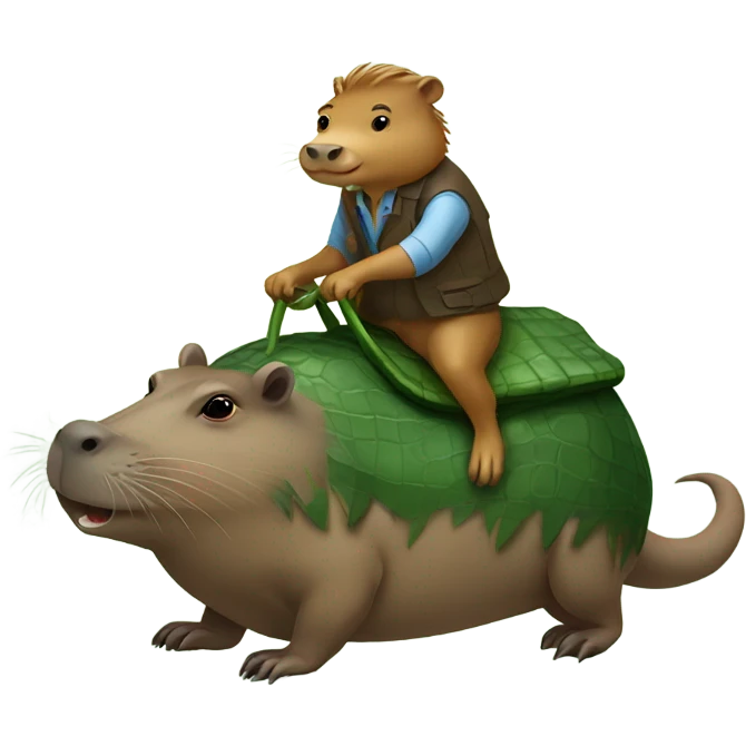 Capybara riding a alligator  emoji