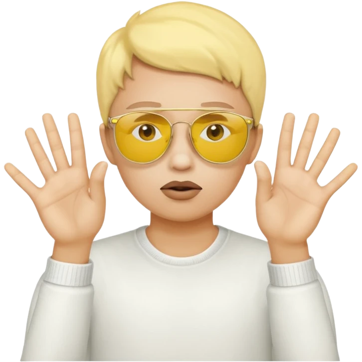 عینک افتابی ایموجی زرد گنگ با دست نشان دهنده سکوت emoji